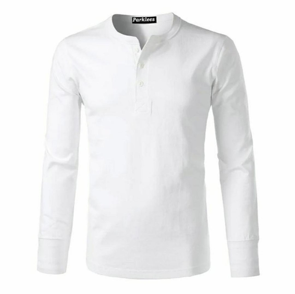 MEN'S 3 BUTTON LONG SLEEVE HENLEY - White - Picture 3 of 9